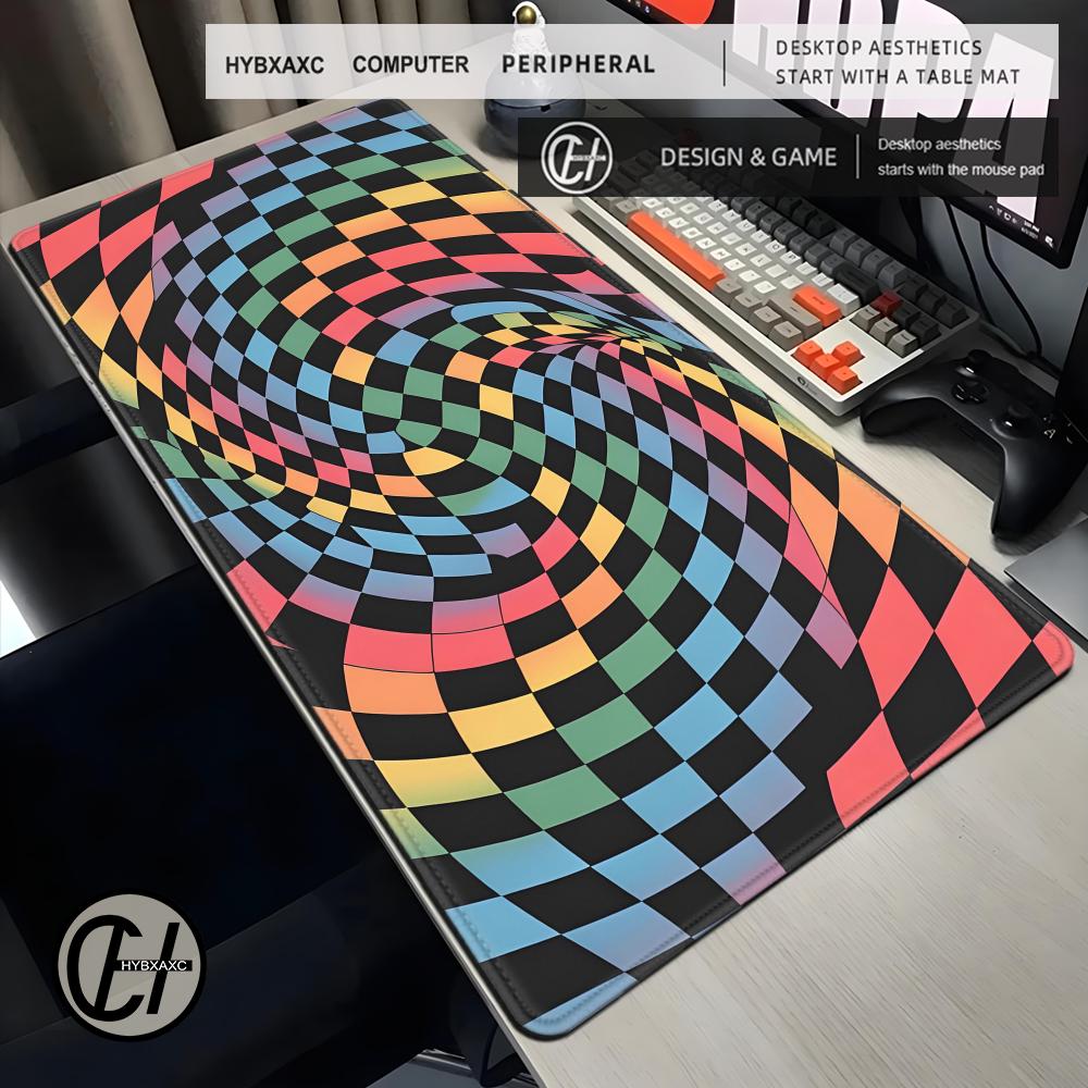 Retro Gaming Xl - XL 체크무늬 레인보우 데스크 매트 재미있는